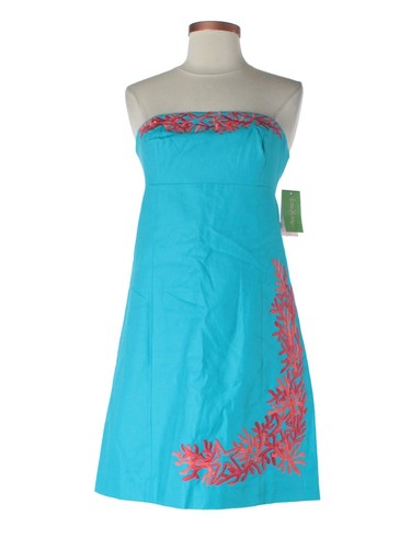 New Women Lilly Pulitzer Laroc Panel Embroidered Bowen Strapless Dress Size 2 - Picture 2 of 3
