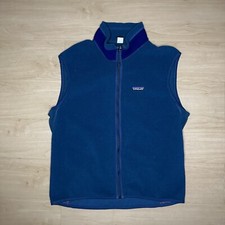 Vintage Patagonia Full Zip Black Fleece Vest Jacket Made in USA Size Large