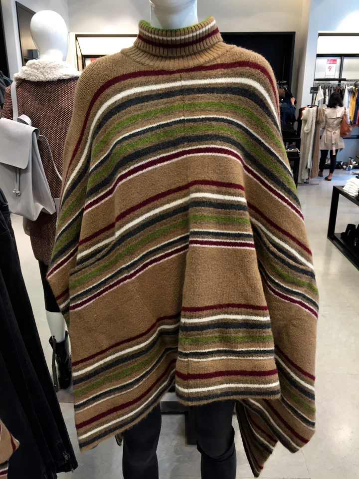 ZARA NEW WOMAN STRIPED PONCHO ONE SIZE: M Ref. 3859/025 - Image 2 of 4