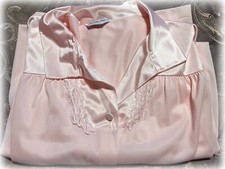 VANITY FAIR Night Gown Robe Blush Pink Mid Length Button Up Nylon Size Medium M