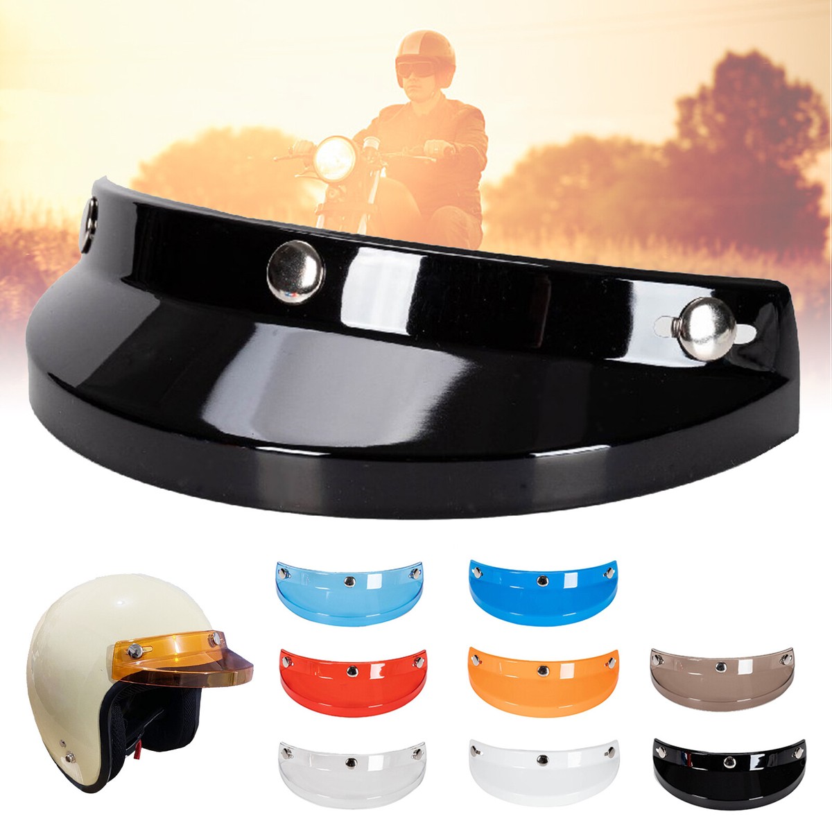 3-Snap Motorcycle Helmet Peak Shield Helmet Visor Shield