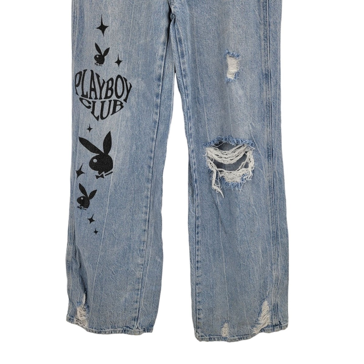 トップス 00s PLAYBOY jeans tee New PLAYBOY Light Blue Back Slash 90's Boyfriend Jeans By