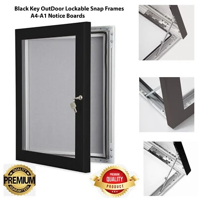 New Key Lockable Black Snap Frame Outdoor A4 A3 A2 A1 retail sign holder 4 sizes