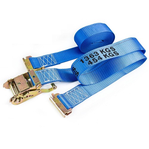 2" x 20 Ft Blue Heavy Duty Ratchet Strap Spring End Fitting,Blue -NK-RCE2X20 - Picture 3 of 7
