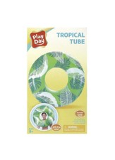 New Play Day Inflatable Tropical Tube Float Green 31  W 8.5  H Ages 8 