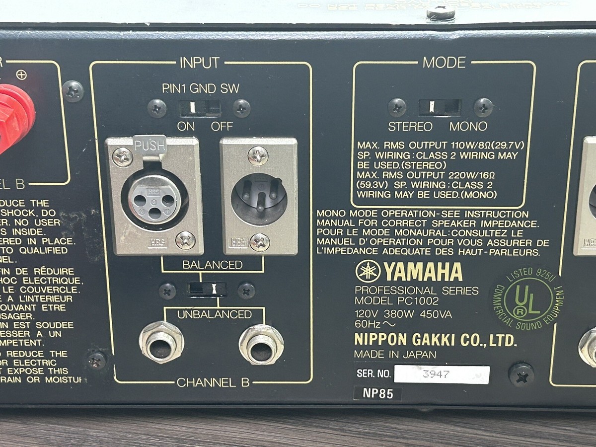 YAMAHA PC-1002 Professional Series Power Amplifier 380W Made In