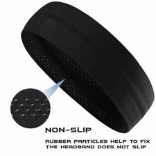 Black Headbands Men Women Wide Sweatbands Non-Slip Moisture Wicking Sports Yoga