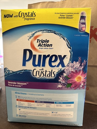 Purex Triple Action Bright White Clean Powder With Crystals 30 Loads Lavender - Picture 2 of 4