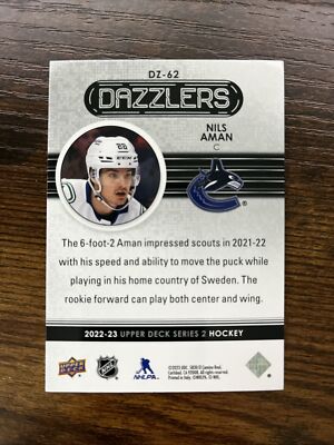 2022-23 Upper Deck Dazzlers Red #DZ-62 Nils Aman Rookie 2022-23 Upper Deck Dazzlers Red #DZ-62 Nils Aman Rookie