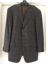 Pal Zileri Gray / Brown Check Wool Blazer, Made Italy , Size 56R IT/ 46R US