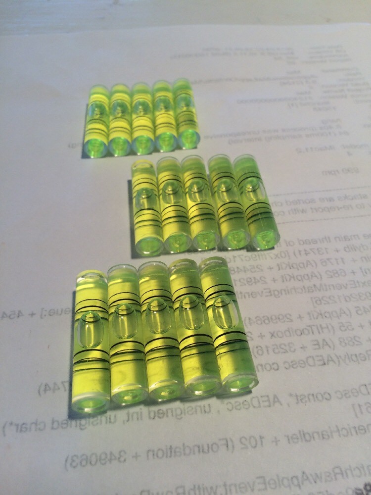 20 PCS EUROPEAN TUBE VIAL BUBBLE SPIRIT LEVELS 99.5 ACCURACY 100 MB