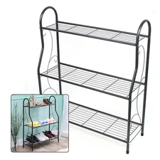 Indoor Outdoor 3 Tier Black Metal Plant Stand Garden Decor Shelf Flower Pot Rack