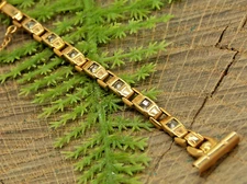 Kestenmade Butterfly Clasp Gold Filled w Rhinestones 11mm Vintage Watch Band NOS