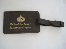 Amoco Oil Leather Luggage Tag National Tire Dealer Recognition Program Vintage