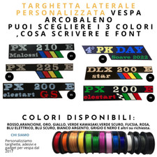 TARGHETTA LATERAL PERSONALIZZATA VESPA PX 125 ARCOBALENO DLX PIAGGIO SIDE custom