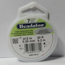 Beadalon Bead Stringing Wire Satin Silver 7 Strand 30 Feet 0.30mm One Roll 