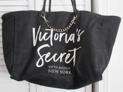 VICTORIA'S SECRET BLACK FIFTH AVENUE NEW YORK LARGE CANVAS TOTE VINTAGE - Picture 2 of 5