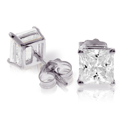 Carat 14K Solid White Gold Ecstacy Cubic Zirconia Earrings