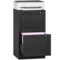 HOMCOM 2 Drawer File Cabinet with Lock and Adjustable Hanging Bars, Black