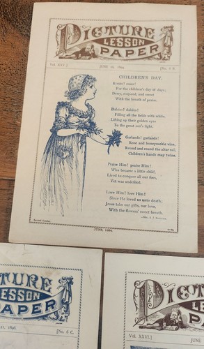 Vintage Religious Picture Lesson Papers Leaflets, Qty 8, Dated 1894 & 1896 - Picture 9 of 18
