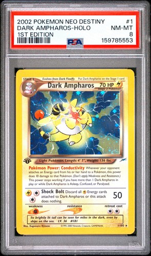 Dark Ampharos (1st Edition) graded PSA 8 for sale on eBay