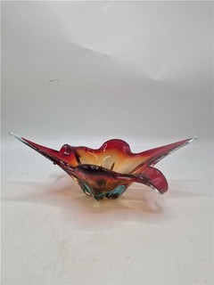 VINTAGE MURANO FREEFORM SPLASH Red and Blue SOMMERSO CENTREPIECE BOWL LARGE