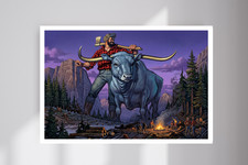 Paul Bunyan and His Blue Ox Home Decor Wall Poster | 4x6 13x19 24x36
