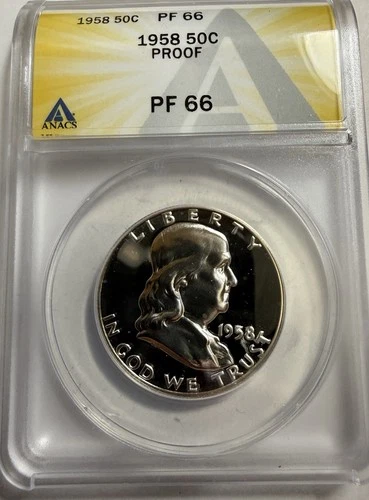 1958  Proof Franklin Half Dollar - ANACS PF 66 - Just Graded/New Holder