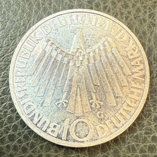 1972-G Germany 10 Mark Silver Coin Munich Olympic Games Toned