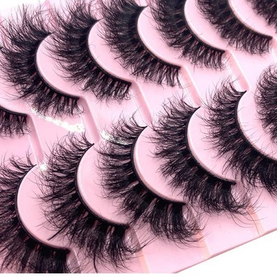 HBZGTLAD New 10 Pairs 3D Mink Lashes False 1 pair (Pack of 1), black 