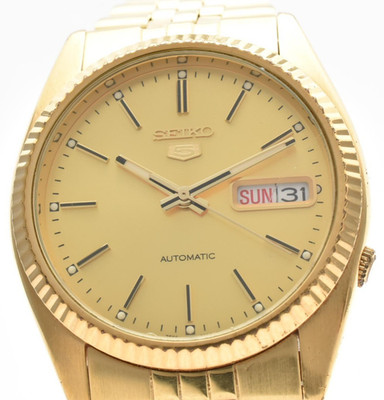 [NEAR MINT] SEIKO 5 7S26-0500 Automatic Day-Date Gold Dial Unisex Watch Japan