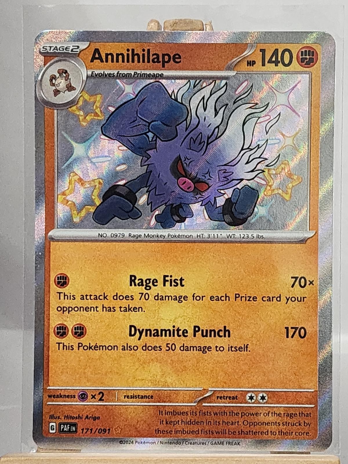Annihilape 171/091 Shiny Rare Paldean Fates Pokemon Holo Near Mint