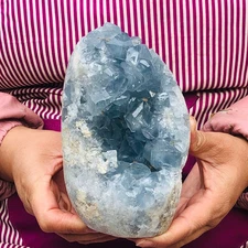4.8 LB Natural Blue Celestite Crystal Geode Cave Mineral Specimen - Madagascar