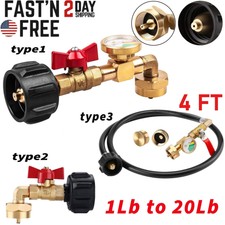 Propane Refill Adapter kit Hose with ON-Off Control Valve for 1Lb-20Lb Gas Tank