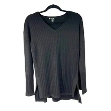 Smartwool Black Shadow Pine V-Neck‎ Rib Sweater Women’s Sz S