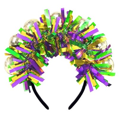BleSky Mardi Gras Headband for Women Mardi Gras Headpiece Masquerade Carnival Ra