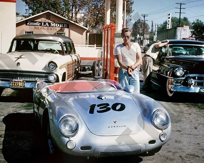 James Dean His Porsche Spider At Gas Station Hours Before Crash 8x10 Photo