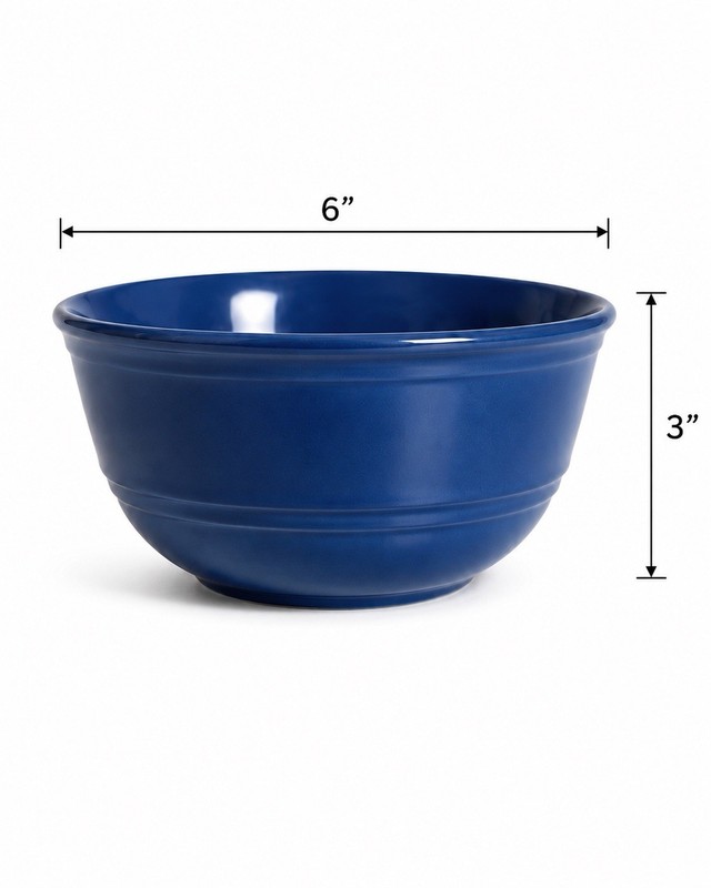 Blue Ceramic Bowls Set of 4 – 6” x 3” Serving Cereal Soup Bowls