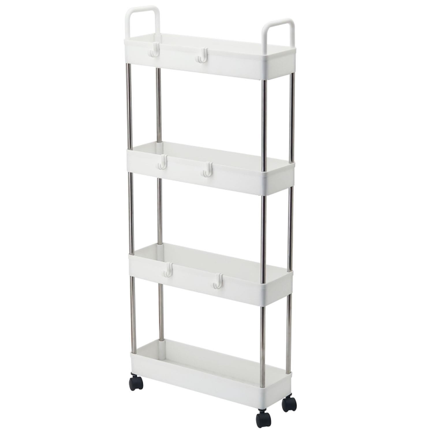 4 Tier Slim Storage Cart Slide Out Kitchen Mobile Trolley Rack Holder Shelf New