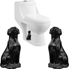 2Packs Toilet Bolt Covers Decorative Black Dog Tall Toilet Bolt Caps, Ceramic To