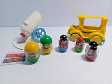 Vintage Lot 1970s Hasbro Weeble Wobbles School Bus Super Hero Circus Cannon Etc.