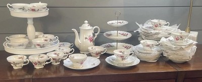 Vtg WWII Fine China Set Royal Rose Japan 58 Piece Bridal Baby