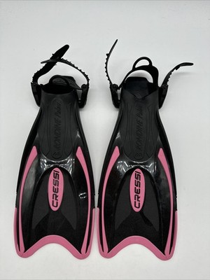 Cressi Palau lange verstellbare Schnorchelflossen Flossen schwarz pink UK 11/1 KINDER
