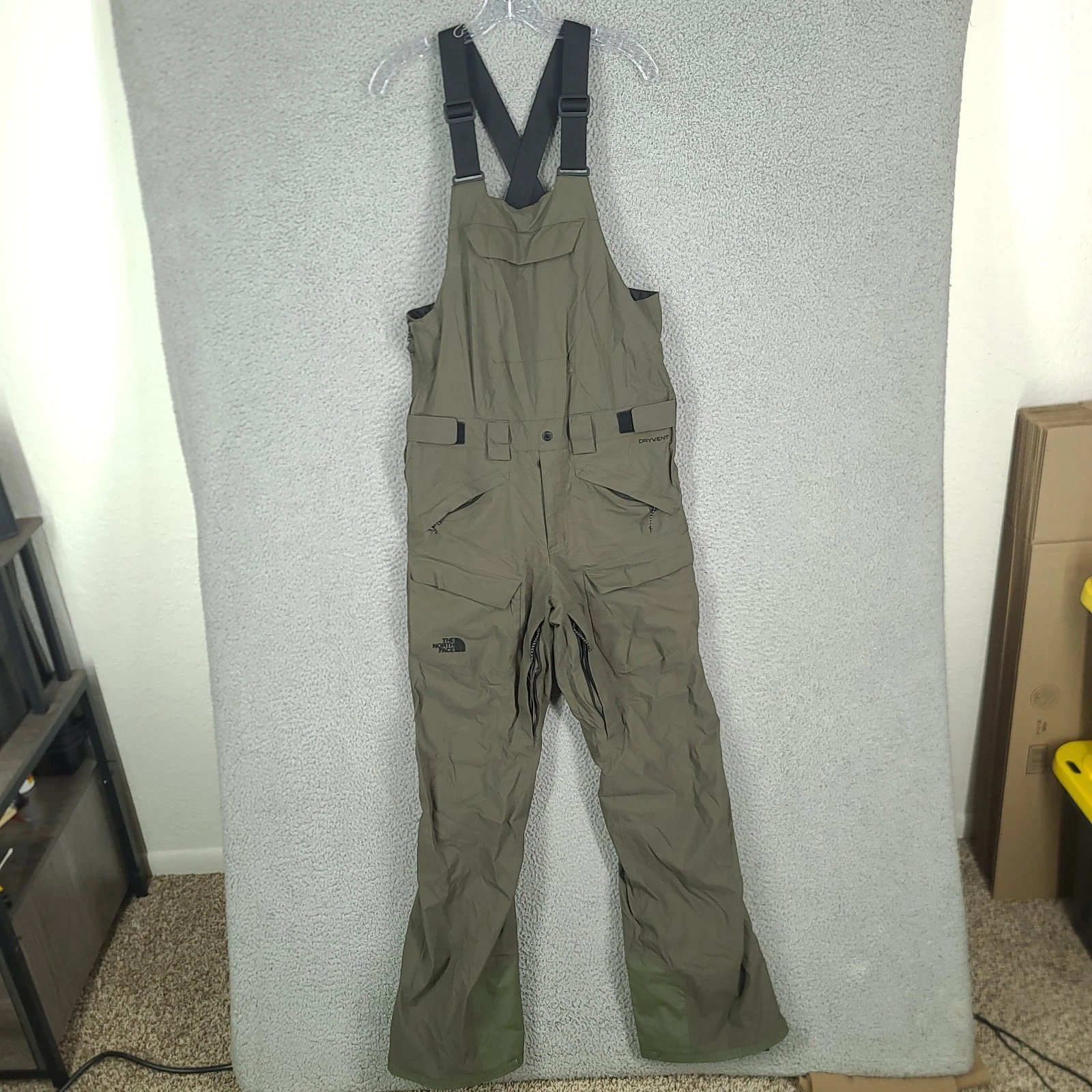 The North Face Freedom DryVent Bib Mens Small Waterproof Overalls Military Olive