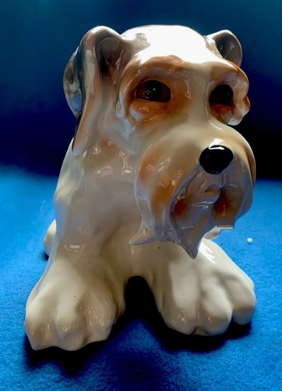 Ceramic Schnauzer or Scotty Dog Figure - 7 Inches Tall - 000791 - Vintage