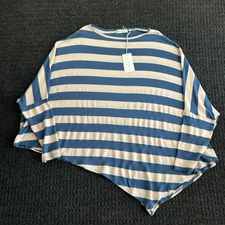 STARKx Stark X Womens Striped L Shirt Top Tunic Drop Shoulder Asymmetrical NEW