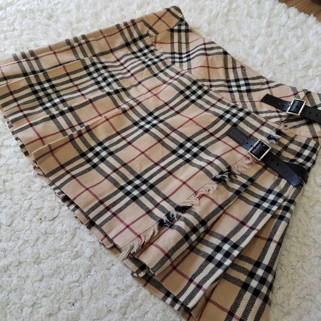 Burberry Blue Label Nova Check Pleated Skirt Size 38 M Belted From