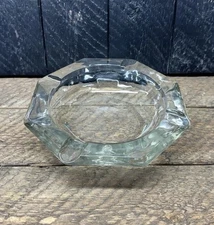 VTG Clear Glass Ashtray With 4 Slots. 6.5 In. Across, In Great Condition!! 