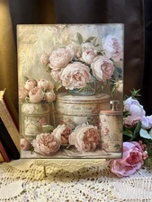 Shabby Chic Tin Cans & Roses / Peonies, Country Cottage,  Handcrafted Plaque #3
