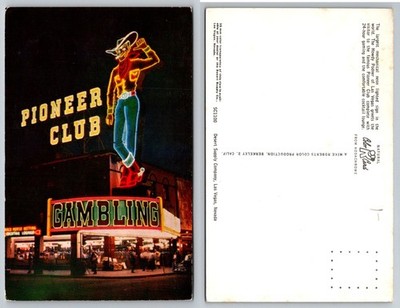 Vintage Las Vegas Pioneer Club Howdy Pardner Neon Sign Postcard